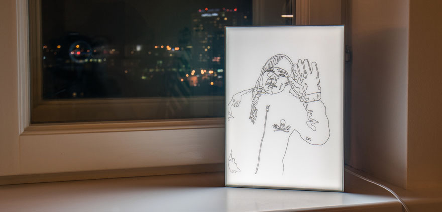 Untitled (Big Glove) lightbox drawing by Anastasia Parmson