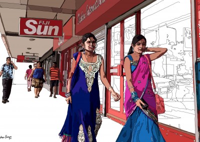 colorful drawing of beautiful indian girls
