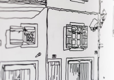 Drawing on canvas close-up